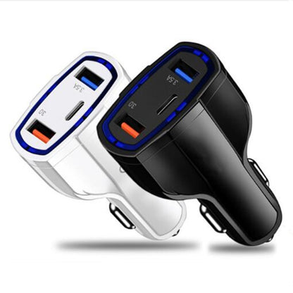 2 PCS QC3.0 Fast Charge Car Charger 3.5A Dual USB With Type-C Interface Output Car Charger(Black) - Car Charger by buy2fix | Online Shopping UK | buy2fix