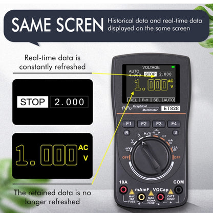 ET828 2 In 1 2 In 1 Oscilloscope Multimeter 2.4 Inch Color Screen Meter Digital Resistance Frequency Tester 1MHz 2.5Msps Meter - Digital Multimeter by buy2fix | Online Shopping UK | buy2fix