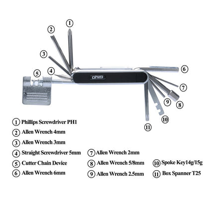 GIYO 13 In 1 Bicycle Repair Combination Tool Multifunctional Mountain Bike Bicycle Repair Tool - Maintenance tools by GIYO | Online Shopping UK | buy2fix