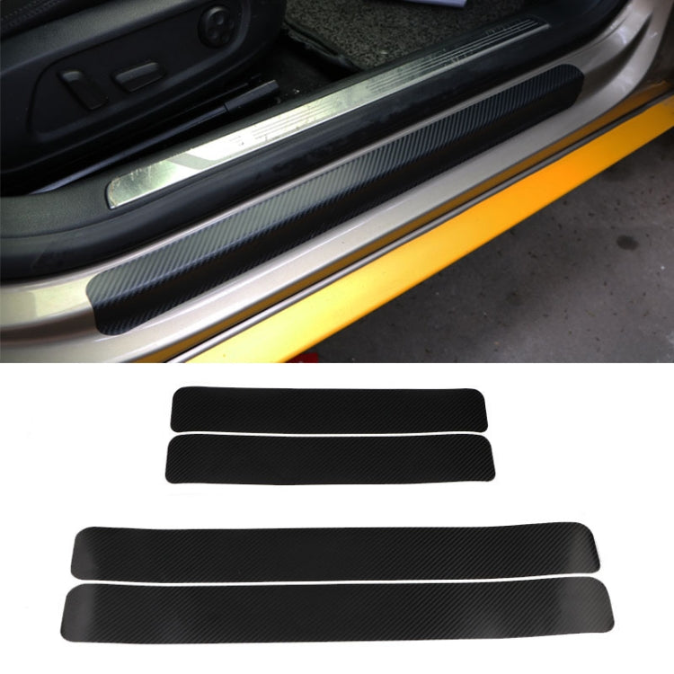 5 Sets Car Threshold Carbon Fiber Sticker Car Door Scratch Strip Anti-Kick Film Protective Pad Threshold Strip, Colour: 4 PCS / Set 3D Black by buy2fix