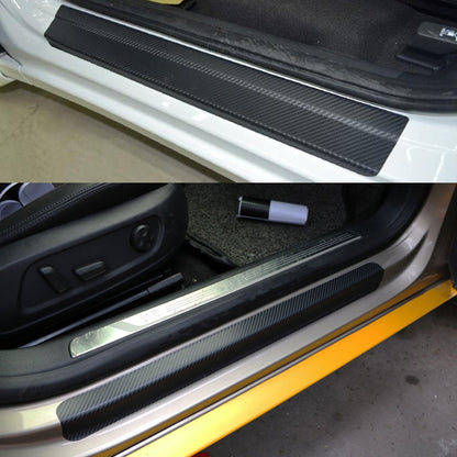 5 Sets Car Threshold Carbon Fiber Sticker Car Door Scratch Strip Anti-Kick Film Protective Pad Threshold Strip, Colour: 4 PCS / Set 3D Black by buy2fix