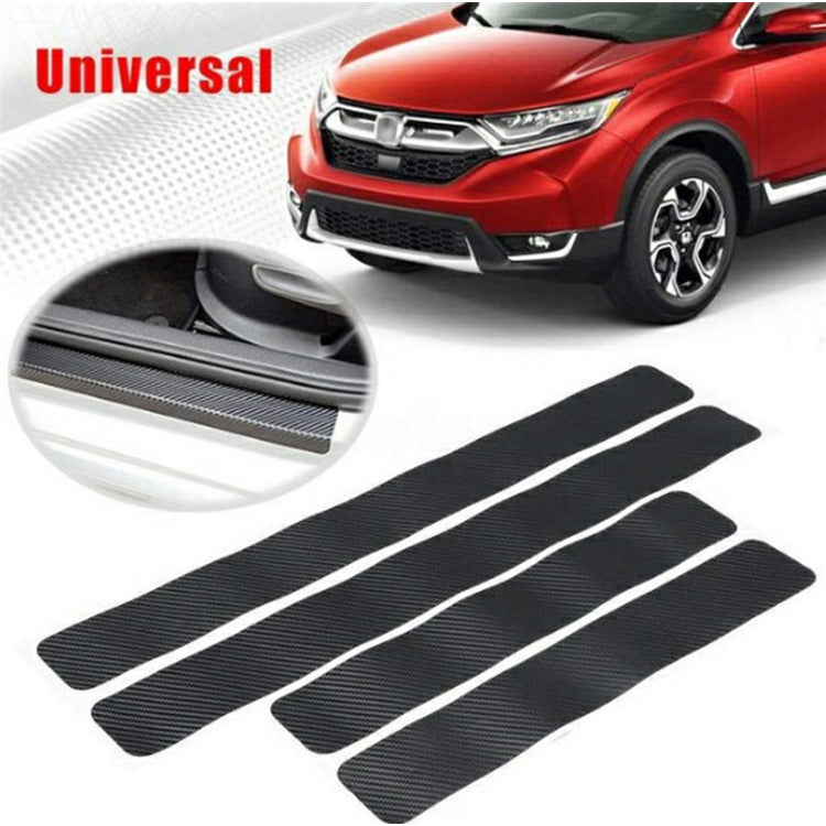 5 Sets Car Threshold Carbon Fiber Sticker Car Door Scratch Strip Anti-Kick Film Protective Pad Threshold Strip, Colour: 4 PCS / Set 3D Black by buy2fix