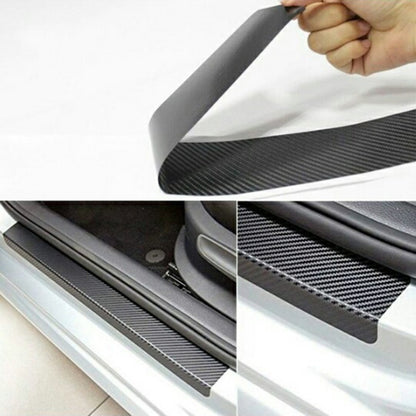 5 Sets Car Threshold Carbon Fiber Sticker Car Door Scratch Strip Anti-Kick Film Protective Pad Threshold Strip, Colour: 4 PCS / Set 4D Black by buy2fix