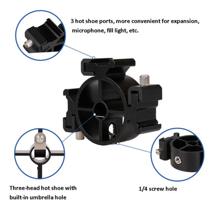 2 PCS Round Field 3 Triple Head Hot Shoe Mount Adapter Flash Holder Bracket Light Stand Holder - Other Accessories by buy2fix | Online Shopping UK | buy2fix