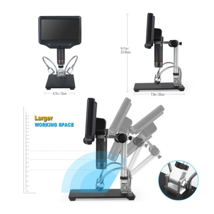 7 Inch 3D Digital Microscope Industrial Overhaul, Watch And Jewelry Appraiser(EU Plug) - Detection Jewelry by buy2fix | Online Shopping UK | buy2fix