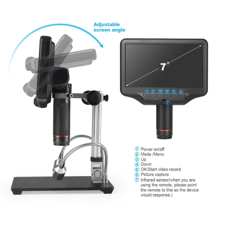 7 Inch 3D Digital Microscope Industrial Overhaul, Watch And Jewelry Appraiser(EU Plug) - Detection Jewelry by buy2fix | Online Shopping UK | buy2fix
