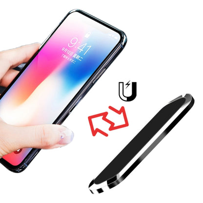 F601 4 PCS One Word Long Magnet Car Bracket Car Navigation Lazy Magnetic Metal Bracket(Rounded Silver) by buy2fix