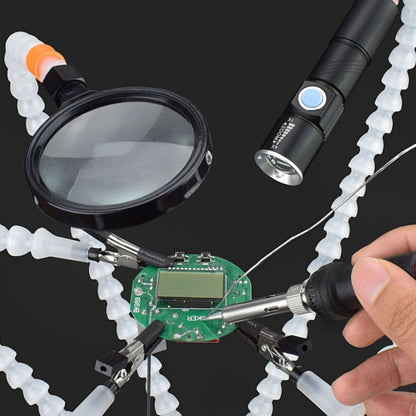 Six-Jaw Aluminum Alloy Welding Station Electronic Product Welding & Maintenance Workbench, SN6SB With Flashlight (Blue) by buy2fix