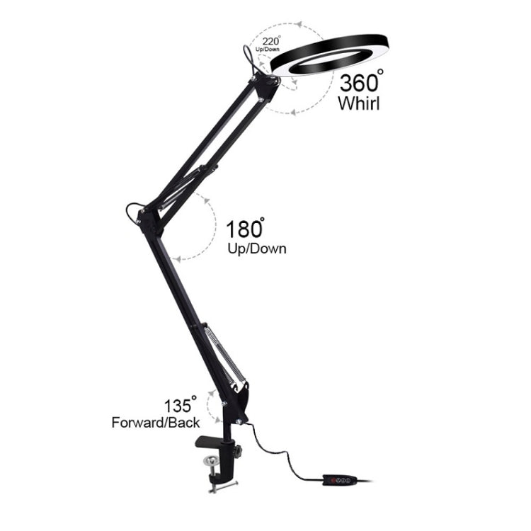 LED Eye Protection Reading Book Light USB Folding Clip Magnifying Glass Electronic Maintenance Light(5X-S (Black)) by buy2fix