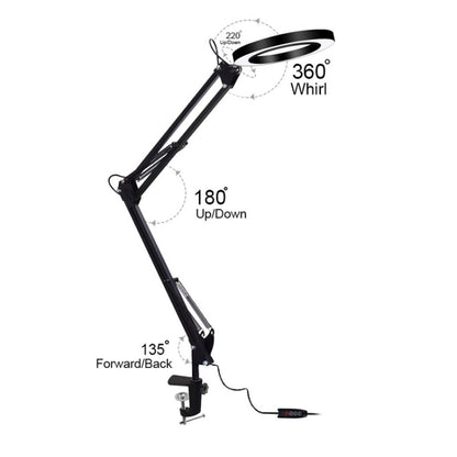 LED Eye Protection Reading Book Light USB Folding Clip Magnifying Glass Electronic Maintenance Light(5X-S (Black)) by buy2fix