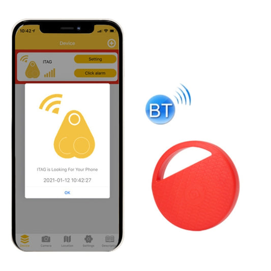 HYC-S9 2 PCS Round Bluetooth Object Finder Mobile Phone Tracking Locator Anti-Lost Two-Way Alarm(Red) - Anti-lost Alarm by buy2fix | Online Shopping UK | buy2fix