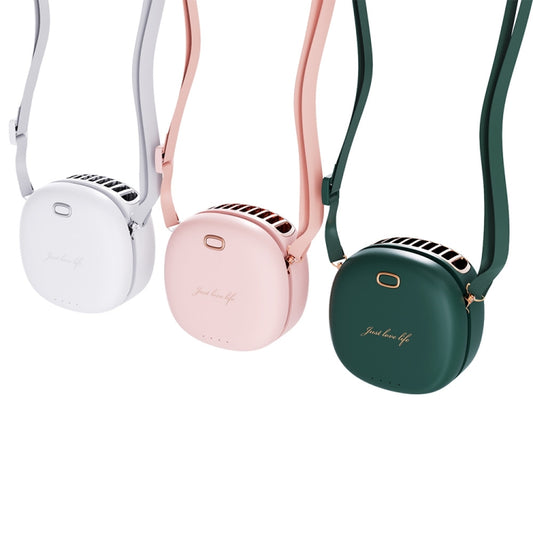 Lazy Hanging Neck Small Fan Usb Rechargeable Mini Portable Leafless Fan(White) by buy2fix