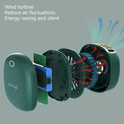 Lazy Hanging Neck Small Fan Usb Rechargeable Mini Portable Leafless Fan(Vintage Green) by buy2fix