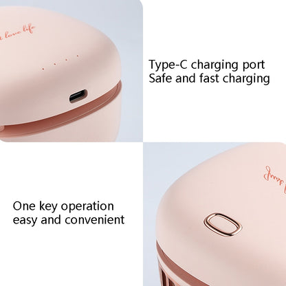 Lazy Hanging Neck Small Fan Usb Rechargeable Mini Portable Leafless Fan(Vintage Green) by buy2fix