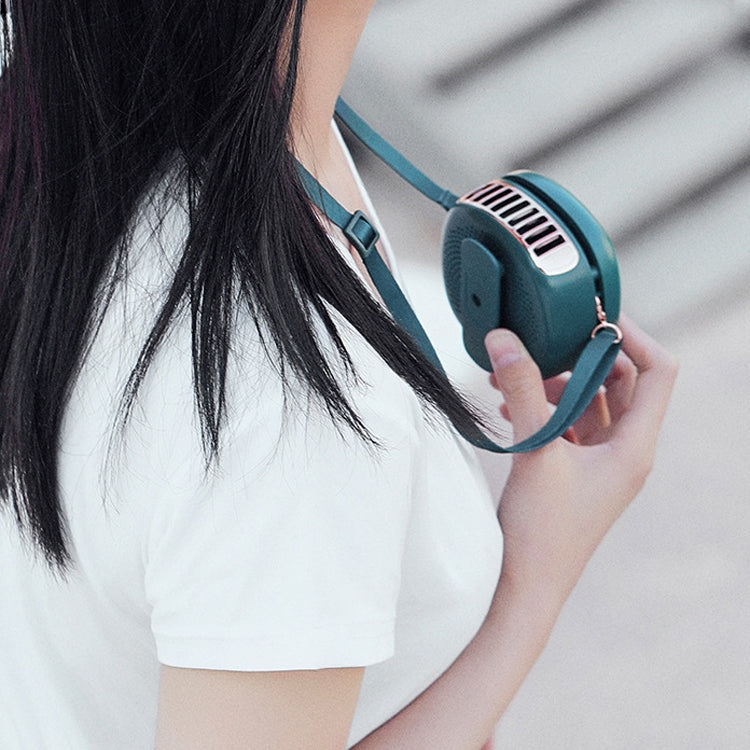 Lazy Hanging Neck Small Fan Usb Rechargeable Mini Portable Leafless Fan(Vintage Green) by buy2fix