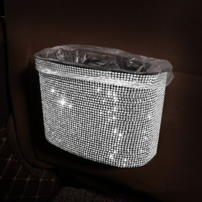 Car-Studded Trash Can Personality Car Hanging Trash Bag Multi-Function Car Storage Box(Colorful Diamonds) by buy2fix