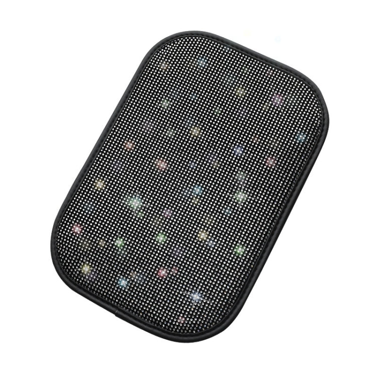 Car Diamond Armrest Box Cushion Personalized Car Decorations Dirt And Non-Slip(Black White Diamond) by buy2fix