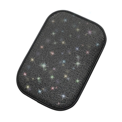 Car Diamond Armrest Box Cushion Personalized Car Decorations Dirt And Non-Slip(Black White Diamond) by buy2fix