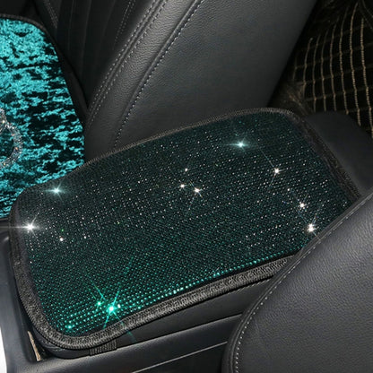 Car Diamond Armrest Box Cushion Personalized Car Decorations Dirt And Non-Slip(Black Green Diamond) by buy2fix