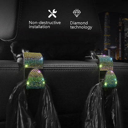 3 PCS Car Rear Seat Hooks Car Seats Multi-Function Diamond-Studded Hooks, Colour: Red Diamond by buy2fix