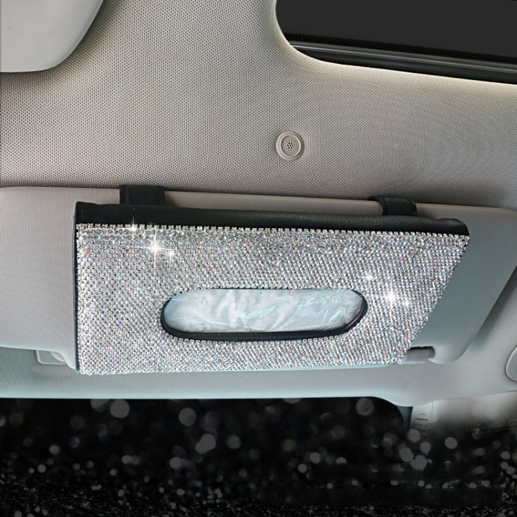 Car Tissue Box Car Hanging Sun Visor Pumping Box(Black White Diamonds) by buy2fix