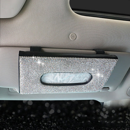 Car Tissue Box Car Hanging Sun Visor Pumping Box(Black White Diamonds) by buy2fix