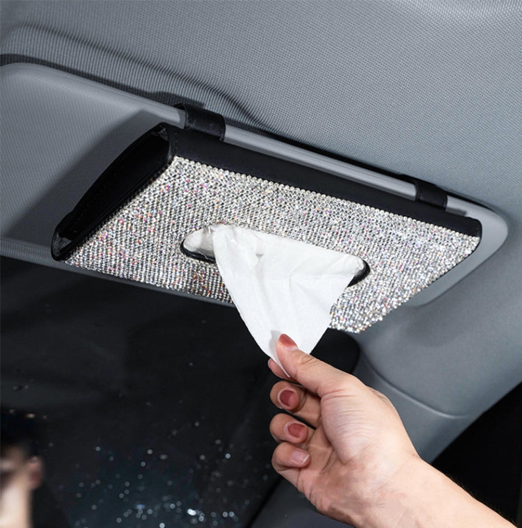 Car Tissue Box Car Hanging Sun Visor Pumping Box(Black White Diamonds) by buy2fix