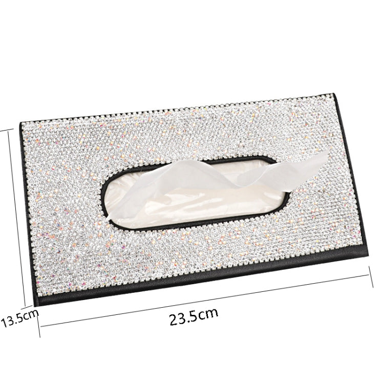 Car Tissue Box Car Hanging Sun Visor Pumping Box(Beige White Diamonds) by buy2fix