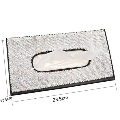 Car Tissue Box Car Hanging Sun Visor Pumping Box(Black White Diamonds) by buy2fix