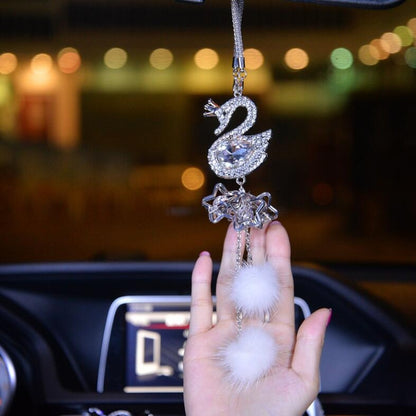 Car Pendant Crystal Swan Car Rearview Mirror Pendant by buy2fix