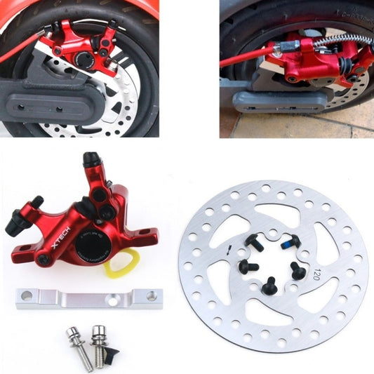 3 in 1 Scooter Modified Hydraulic Brake + 120mm Disc Brake Disc + Modified Seat Set For Xiaomi Mijia M365 Pro(Red Brake + Silver Adapter) - Accessories & Parts by buy2fix | Online Shopping UK | buy2fix