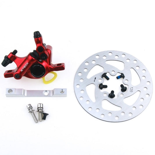 3 in 1 Scooter Modified Hydraulic Brake + 120mm Disc Brake Disc + Modified Seat Set For Xiaomi Mijia M365 Pro(Red Brake + Silver Adapter) - Accessories & Parts by buy2fix | Online Shopping UK | buy2fix