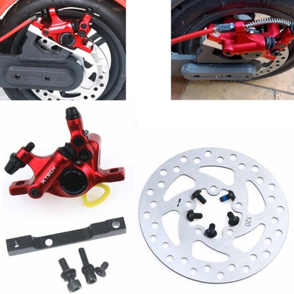 3 in 1 Scooter Modified Hydraulic Brake + 120mm Disc Brake Disc + Modified Seat Set For Xiaomi Mijia M365 Pro(Red Brake + Black Adapter) - Accessories & Parts by buy2fix | Online Shopping UK | buy2fix