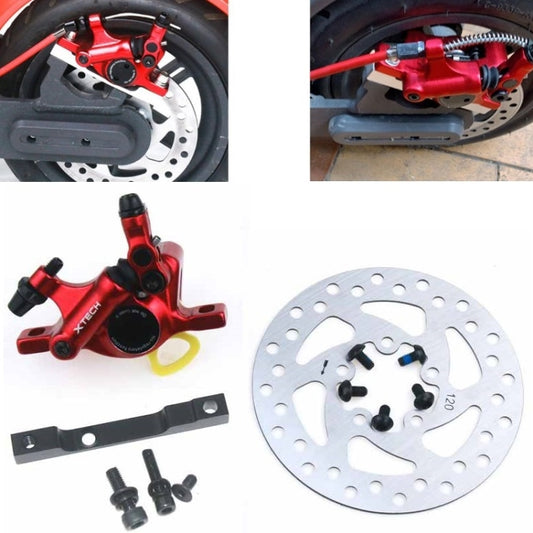 3 in 1 Scooter Modified Hydraulic Brake + 120mm Disc Brake Disc + Modified Seat Set For Xiaomi Mijia M365 Pro(Red Brake + Black Adapter) - Accessories & Parts by buy2fix | Online Shopping UK | buy2fix