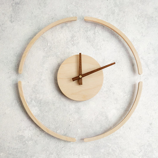 14 inch Transparent Floating Wall Clock Wooden Clocks Home Living Room Wall Decoration - Wall Clock by buy2fix | Online Shopping UK | buy2fix