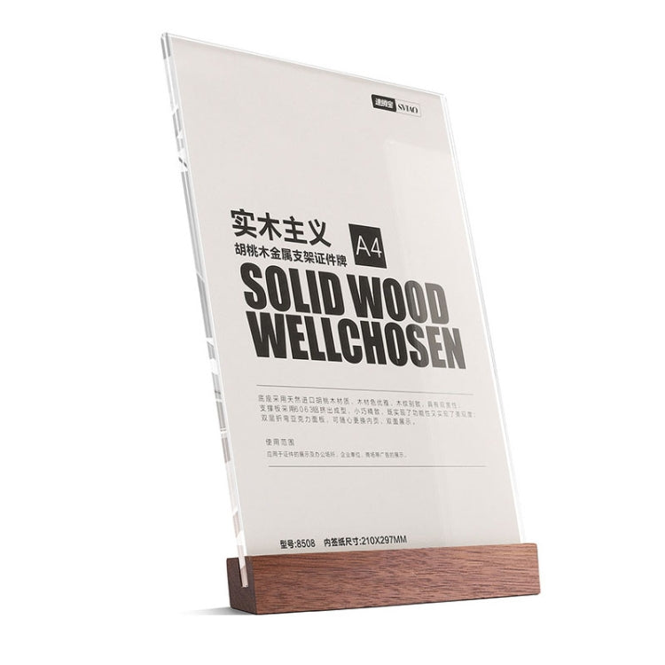 Transparent Acrylic Wooden Base Certificate Photo Frame Vertical Walnut - Photo Albums & Photo Frames by buy2fix | Online Shopping UK | buy2fix