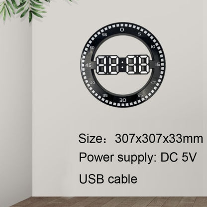 DS-3688L Living Room 3D Wall Clock Big Screen LED Electronic Clock, Colour: Black+Green - Wall Clock by buy2fix | Online Shopping UK | buy2fix