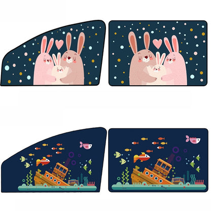 Automobile Sunshade Car Windows Sun Protection And Heat Insulation Magnetic Telescopic Side Curtains(Auspicious Three Treasures Co-driver) by buy2fix