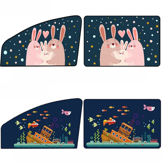 Automobile Sunshade Car Windows Sun Protection And Heat Insulation Magnetic Telescopic Side Curtains(Auspicious Three Treasures Rear Square) by buy2fix