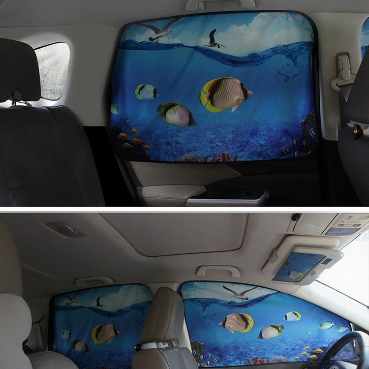 Automobile Sunshade Car Windows Sun Protection And Heat Insulation Magnetic Telescopic Side Curtains(Undersea Adventure Driving Position) by buy2fix