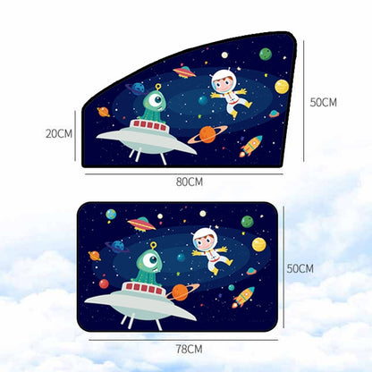 Automobile Sunshade Car Windows Sun Protection And Heat Insulation Magnetic Telescopic Side Curtains(Deep Sea Adventure Driving Position) by buy2fix