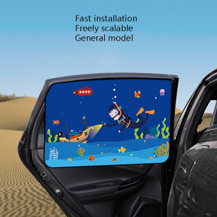 Automobile Sunshade Car Windows Sun Protection And Heat Insulation Magnetic Telescopic Side Curtains(Deep Sea Adventure Co-driver) by buy2fix