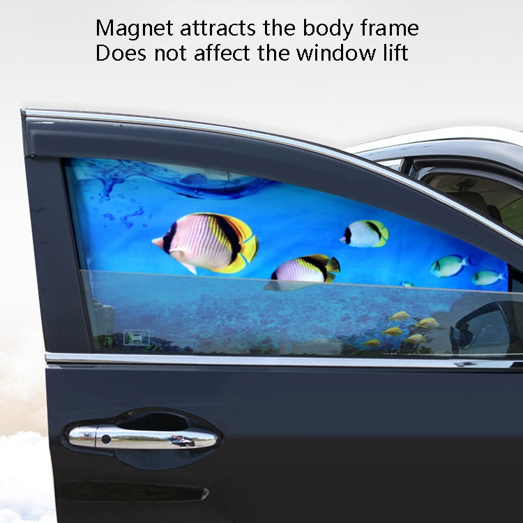 Automobile Sunshade Car Windows Sun Protection And Heat Insulation Magnetic Telescopic Side Curtains(Auspicious Three Treasures Rear Square) by buy2fix
