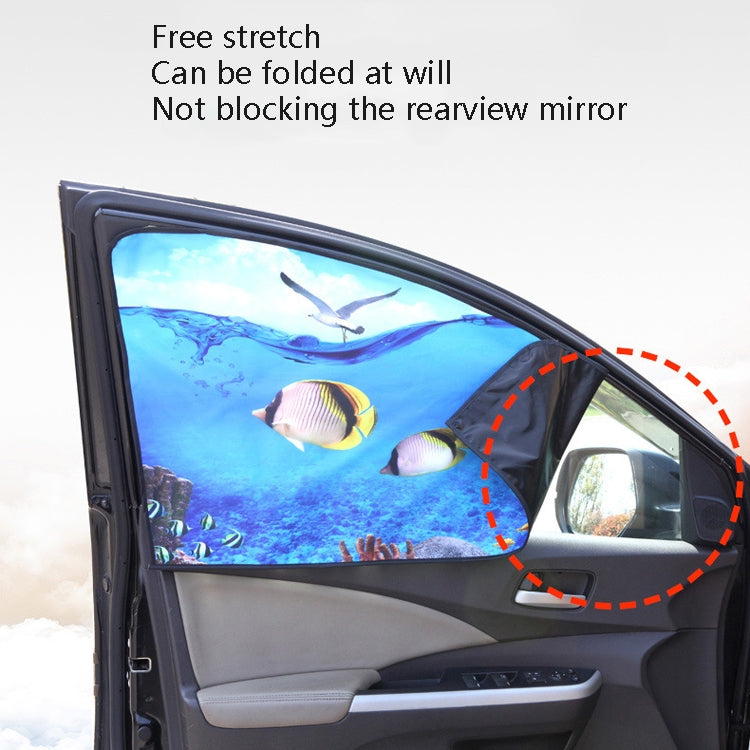 Automobile Sunshade Car Windows Sun Protection And Heat Insulation Magnetic Telescopic Side Curtains(Underwater Adventure Co-driver) by buy2fix