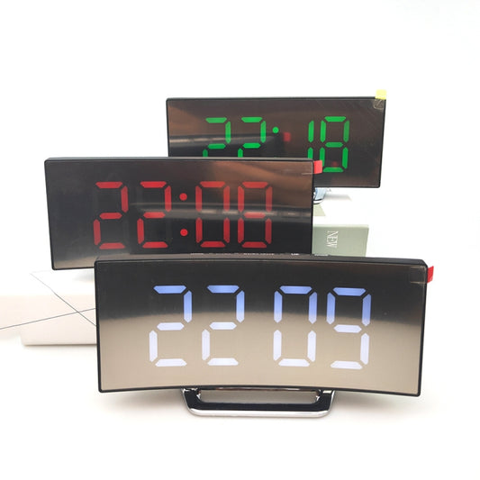 6507 Curved Big Screen Electronic Clock LED Mirror Mute Alarm Clock(Red) - Alarm Clocks by buy2fix | Online Shopping UK | buy2fix