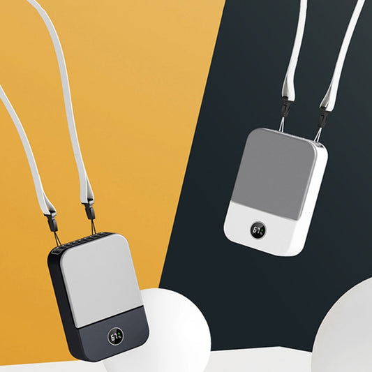 DQ205 Summer Mini Hanging Neck Fan USB Portable Student Silent High Wind Bladeless Fan(Tibetan Blue) by buy2fix