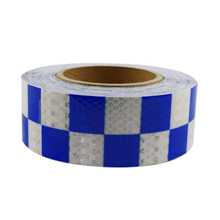 PVC Lattice Reflective Belt Generic Film Traffic Safety Facilities Anti-Collision Warning Stickers(Blue White) by buy2fix