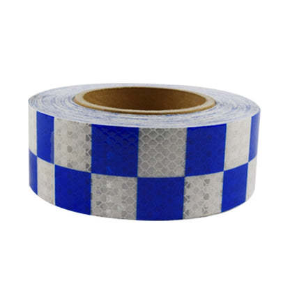 PVC Lattice Reflective Belt Generic Film Traffic Safety Facilities Anti-Collision Warning Stickers(Blue White) by buy2fix