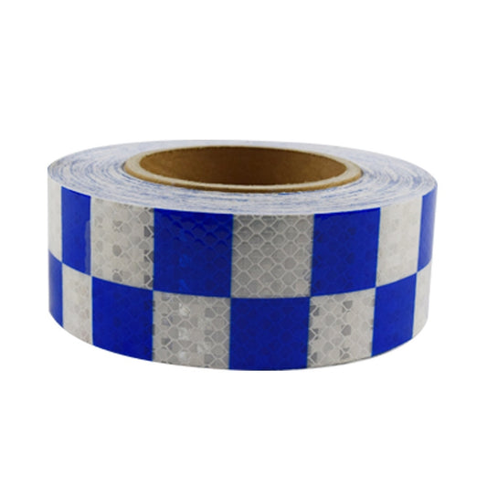 PVC Lattice Reflective Belt Generic Film Traffic Safety Facilities Anti-Collision Warning Stickers(Blue White) by buy2fix