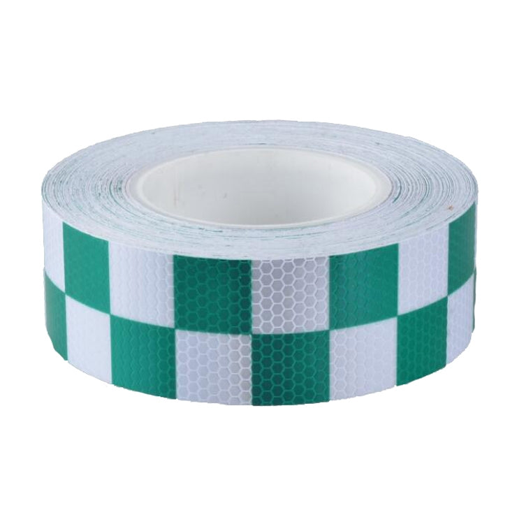 PVC Lattice Reflective Belt Generic Film Traffic Safety Facilities Anti-Collision Warning Stickers(White Green) by buy2fix